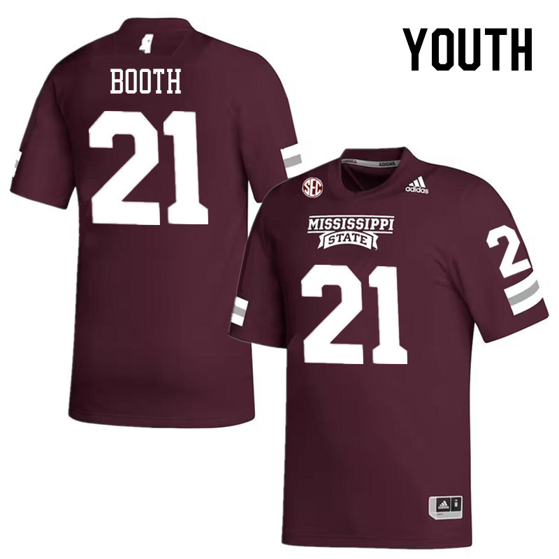 Youth #21 Davon Booth Mississippi State Bulldogs College Football Jerseys Stitched-Maroon